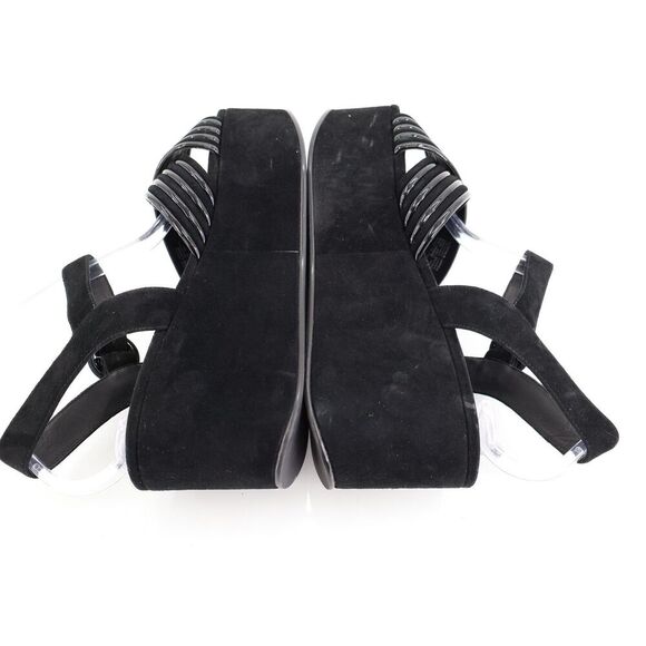 Tory Burch Bombe Cross Strap Platform Sandal Black Suede Leather Slingback 9.5 M - Picture 8 of 14